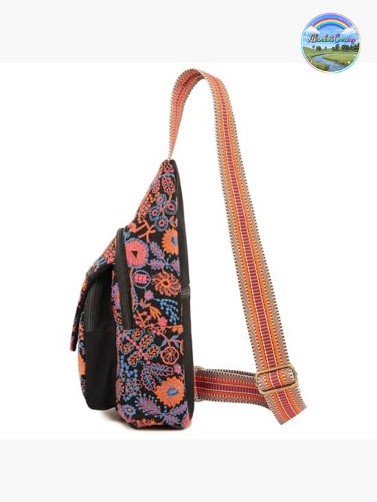 Vintage Embroidered Floral Canvas Backpack for Women Mini Travel Purse main image 6
